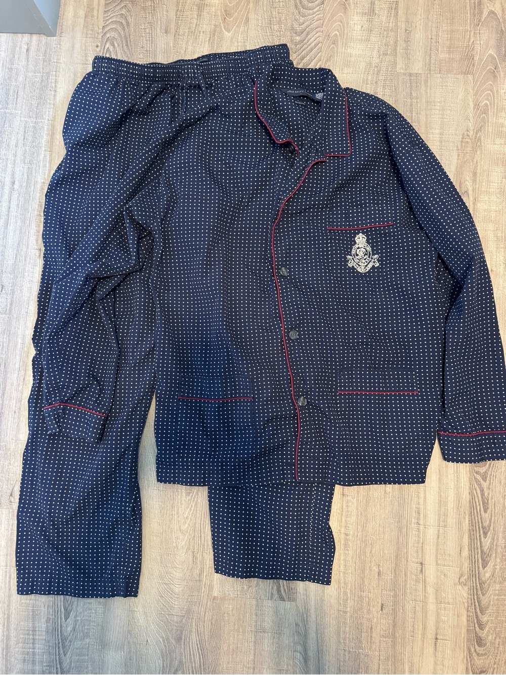 Polo by Ralph Lauren Navy Pajama Set with Red Piping